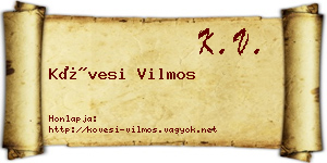Kövesi Vilmos névjegykártya